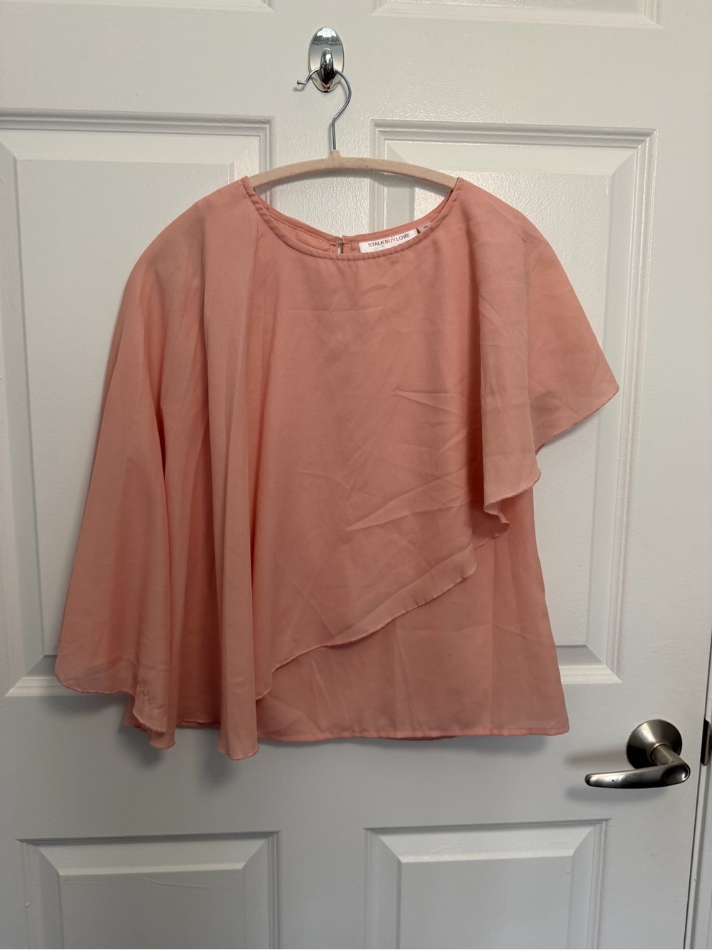 Stella & Dot Blush Pink One-Shoulder Layered Top